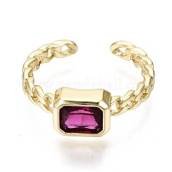 Латунные микро проложить манжеты кольца кубического циркония&nbsp;RJEW-S044-119D-NF