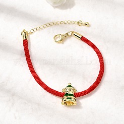 Рождественские браслеты из нейлонового шнура BJEW-L715-02G-02