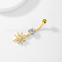 Кольца для пупка из нержавеющей стали Flower 201 с прозрачным кубическим цирконием для женщин WS6674
