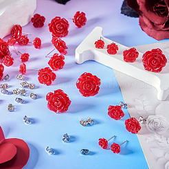 50 шт. серьги-гвоздики в виде розы из смолы 5-х размеров со штифтами из нержавеющей стали 316&nbsp;EJEW-TA0001-29