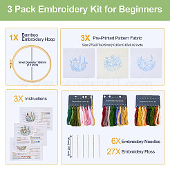 Diy Blumenmuster-Stickerei-Anfänger-Kits&nbsp;DIY-TAC0020-38