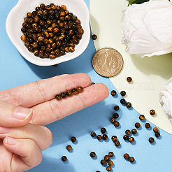 200 шт. круглые бусины из натурального тигрового глаза&nbsp;G-SP0001-21A