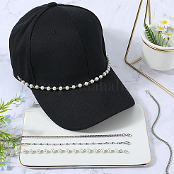 6 шт. 3 стиля 304 нержавеющая сталь и круглые пластиковые жемчужные бусины цепочка для бейсболки&nbsp;AJEW-SC0003-57