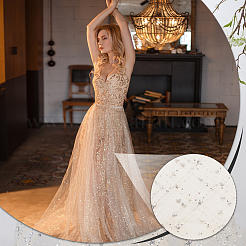 Кружевная ткань из полиэстера с блестками&nbsp;DIY-WH0622-147A