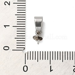 304ステンレススチールカップパールペグベイルピンペンダント  片穴パーツ用  ステンレス鋼色  12mm  ペンダント：7x4mm  穴：5x3.5mm  ピン：0.7mm&nbsp;STAS-D013-03B-P