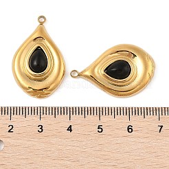 Подвески из натурального черного оникса (окрашенные и нагретые)&nbsp;STAS-P380-25G-03