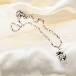 Латунные ожерелья с подвеской в виде привидения на Хэллоуин из черной эмали&nbsp;NJEW-B135-01A-P