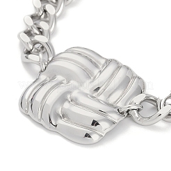 Не тускнеющие браслеты из кубинской цепочки из нержавеющей стали 304 с квадратными звеньями для женщин&nbsp;BJEW-C071-06P