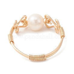 Кольцо на палец с натуральным жемчугом RJEW-JR00580