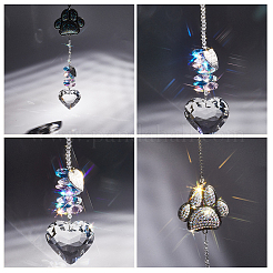 Памятные знаки для животных из сплава со стразами и отпечатками кошачьих лап HJEW-WH20022-03S