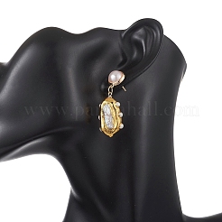 Orecchini pendenti con perle keshi barocche naturali&nbsp;EJEW-JE07249