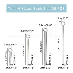 120個4スタイル304ステンレススチールペンダント  直方体の  ステンレス鋼色  30個/スタイル&nbsp;STAS-DC0005-61