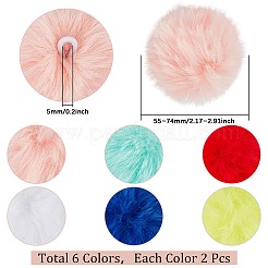 12 шт. 6 цвета ручной работы из искусственного меха кролика с помпонами&nbsp;WOVE-SC0001-07