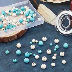 Синтетические бирюзовые и магнезитовые круглые бусины TURQ-SC0001-04