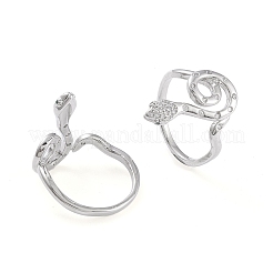 Латунные кольца из манжеты с прозрачным цирконием&nbsp;RJEW-P015-05