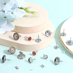 80 шт. 4 плоских круглых оправы для сережек из нержавеющей стали 304 STAS-SP0001-60