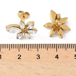 Серьги-гвоздики из нержавеющей стали 304 с микропаве из стекла и кубическим цирконием для женщин&nbsp;EJEW-K302-06G