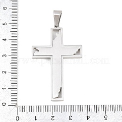 304ステンレススチールラインストーンペンダント  クロスチャーム  長持ちメッキ  ステンレス鋼色  47x30x3mm  穴：8x5mm&nbsp;STAS-B137-06P