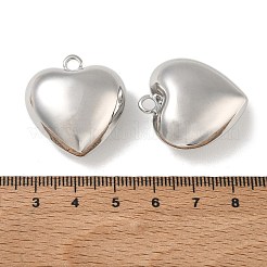 真鍮チャーム  ハートチャーム  プラチナ  28x26x13mm  穴：3mm&nbsp;KK-CBAD851-03P-06