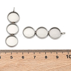 304ステンレススチールペンダントカボションセッティング  プレーンエッジベゼルカップ  ステンレス鋼色  38.5x11.5x2mm  穴：2.3mm  トレイのサイズ：10mm&nbsp;X-STAS-K320-03B-P