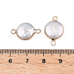 Гальванизированный натуральный жемчуг Кеши плоские круглые подвески-коннекторы&nbsp;LS-PEAR-S018-02C-03