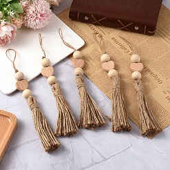 5 ornement suspendu en bois&nbsp;HJEW-YW00495