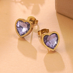 Серьги-гвоздики в форме сердца из нержавеющей стали 304&nbsp;EJEW-D347-02G