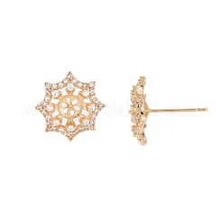 Латунные микро-паве прозрачные серьги-гвоздики из циркония KK-S364-131