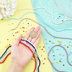 12 нитка 12 цвета непрозрачные однотонные стеклянные бусины нити GLAA-GA0001-24