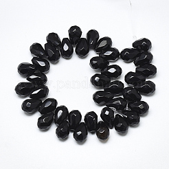 Brins de perles d'onyx noir teintées et chauffées naturellement&nbsp;G-S357-C02-11