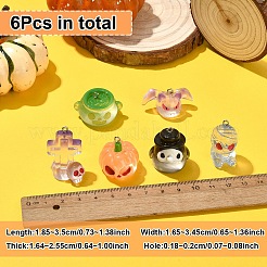 6 шт. 6 подвески из прозрачной смолы на Хэллоуин&nbsp;CRES-YW0002-61