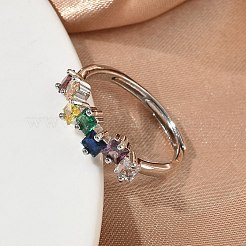 Einstellbare messing micro pave zirkonia fingerringe&nbsp;RJEW-C163-26A-P