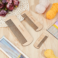 3 шт. 3 стиля фанерных расчесок для ручного вязания DIY-BC0015-36
