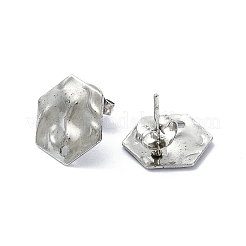 変色しない304ステンレススチールスタッドピアス金具  ステンレス鋼色  六角  13.5x12mm  穴：1.4mm  ピン：10.5x0.5mm&nbsp;STAS-L024-003P-06