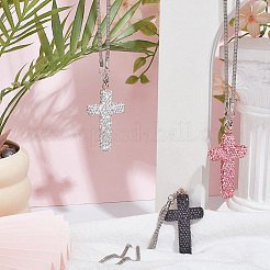Polymer Clay Strass Kreuz Anhänger Legierung Kette Halsketten&nbsp;NJEW-CN0001-16C