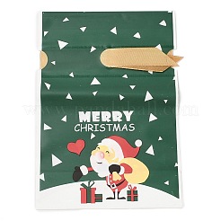 クリスマス サンタクロース プラスチック包装ポーチ 巾着袋  長方形  グリーン  17.5x12x0.01cm&nbsp;ABAG-Q053-03E