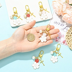 6 шт. подвеска в виде цветка из сплава эмали и акрилового жемчуга в 3 стилях&nbsp;HJEW-YW00326