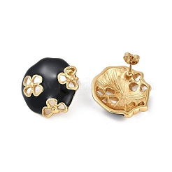 Серьги-гвоздики в форме цветка из нержавеющей стали 304 с ионным покрытием (IP) EJEW-Z068-32G-01