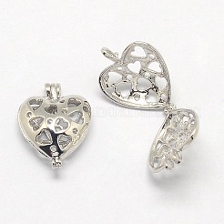 Ciondoli gabbia cuore a sfera in ottone&nbsp;KK-D254-01P