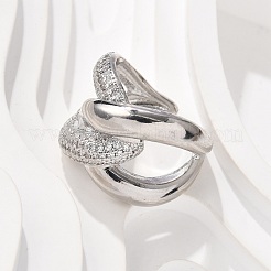 Латунные кольца-манжеты с микропаве из кубического циркония&nbsp;RJEW-C120-26P