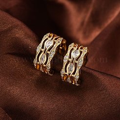 Pendientes de puño de circonita cúbica transparente con micro pavé de latón chapado en estante para mujer&nbsp;EJEW-C125-24G-G