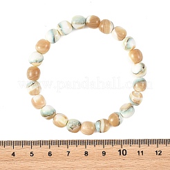 Braccialetti elasticizzati da donna con perline rotonde di conchiglie naturali tinte.&nbsp;BJEW-JB14397