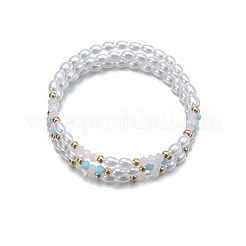 3 шт. набор эластичных браслетов на щиколотку из смоляных граненых круглых бусин и рисовых бусин FS-WG2E78A-01