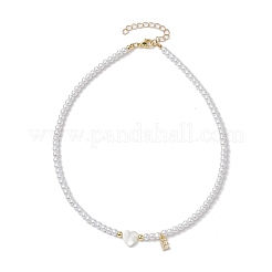 Colliers avec pendentif en forme de lettre en laiton&nbsp;NJEW-JN04771-05
