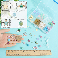 Sets zum Basteln mehrschichtiger Armbänder aus Glas und Legierung mit Sternen und Monden&nbsp;DIY-SC0027-02