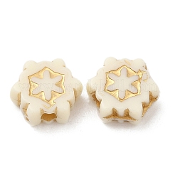 メッキアクリルビーズ  ゴールドライン入り  花  ベージュ  8.5x9.5x4mm  穴：2mm  約2080個/500g&nbsp;OACR-C016-07