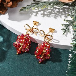 3 пара сережек-гвоздиков из латуни в виде рождественского колокольчика&nbsp;EJEW-MZ00495