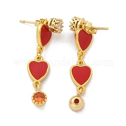 Серьги-гвоздики с цирконом из латуни EJEW-M077-10G-02