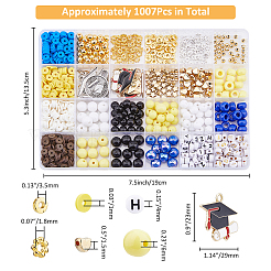Браслет из акриловых бусин на тему выпускного вечера с подвесками из сплава и эмали DIY-FH0006-73