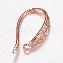 真鍮製マイクロパヴェキュービックジルコニアピアスフック  水平ループ付き  ミックスカラー  15x9x3mm  9ゲージ  穴：0.5mm&nbsp;ZIRC-A008-09